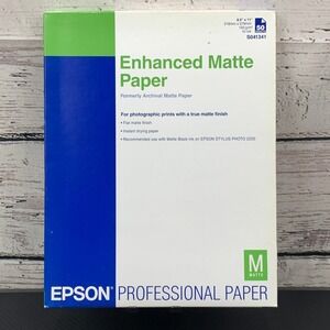 Epson Enhanced Matte Paper 8.5" x 11" 50 Sheets Photographic Prints‎ True Finish